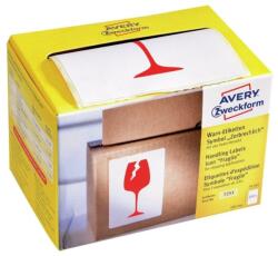 Avery Etikett címke, piktogram Törékeny, óvatosan kezelendő! 74 x100mm, tekercses, 200 címke/doboz, Avery piros (7251) - nyomtassingyen