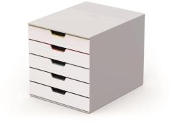 DURABLE Irattároló, műanyag, 5 fiókos, DURABLE "VARICOLOR® 5", fehér (762527) - nyomtassingyen