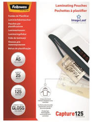 Fellowes Meleglamináló fólia, 125 mikron, A5, fényes, 25 db, FELLOWES (5396101) - nyomtassingyen