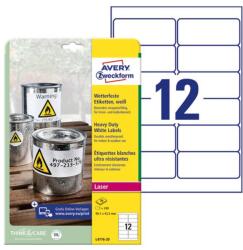 Avery Etikett címke, 99, 1 x42, 3mm, időjárásálló poliészter, 12 címke/ív, 20 ív/doboz, Avery fehér (L4776-20) - nyomtassingyen