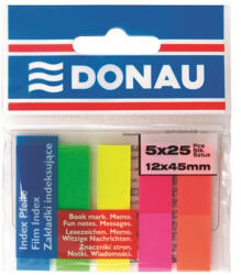 Donau Jelölőcímke, műanyag, 5x25 lap, 12x45 mm, DONAU, neon szín (7577001PL-99) - nyomtassingyen