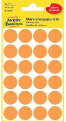 Avery Etikett címke, o18mm, jelölésre, neon 24 címke/ív, 4 ív/doboz, Avery narancssárga (3173) - nyomtassingyen