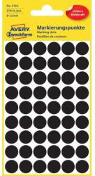 Avery Etikett címke, o12mm, jelölésre, 54 címke/ív, 5 ív/doboz, Avery fekete (3140) - nyomtassingyen