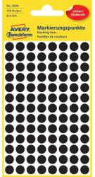 Avery Etikett címke, o8mm, jelölésre, 104 címke/ív, 4 ív/doboz, Avery fekete (3009) - nyomtassingyen
