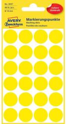 Avery Etikett címke, o18mm, jelölésre, 24 címke/ív, 4 ív/doboz, Avery sárga (3007) - nyomtassingyen