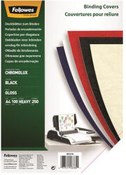 Fellowes Hátlap, A4, 250 g, fényes, FELLOWES "Chromolux", fekete, 100db/cs (5378504) - nyomtassingyen