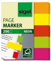 Sigel Jelölőcímke, papír, 5x40 lap, 12x50 mm, SIGEL "Neon Mini", vegyes szín (HN655) - nyomtassingyen