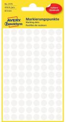 Avery Etikett címke, o8mm, jelölésre, 104 címke/ív, 4 ív/doboz, Avery fehér (3175) - nyomtassingyen