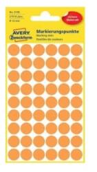 Avery Etikett címke, o12mm, jelölésre, neon 54 címke/ív, 5 ív/doboz, Avery narancssárga (3148) - nyomtassingyen