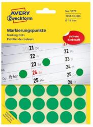 Avery Etikett címke, o18mm, jelölésre, 24 címke/ív, 44 ív/doboz, Avery zöld (3376) - nyomtassingyen