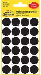 Avery Etikett címke, o18mm, jelölésre, 24 címke/ív, 4 ív/doboz, Avery fekete (3003) - nyomtassingyen