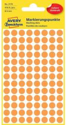 Avery Etikett címke, o8mm, jelölésre, neon 104 címke/ív, 4 ív/doboz, Avery narancssárga (3178) - nyomtassingyen
