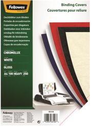 Fellowes Hátlap, A4, 250 g, fényes, FELLOWES "Chromolux", fehér, 100db/cs (5378006) - nyomtassingyen