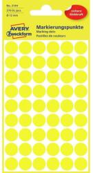 Avery Etikett címke, o12mm, jelölésre, 54 címke/ív, 5 ív/doboz, Avery sárga (3144) - nyomtassingyen