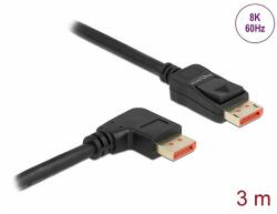 Delock DisplayPort kábel egyenes csatlakozódugóval - jobbra néző csatlakozódugóval 8K 60 Hz 3 m (87067) - dellaprint