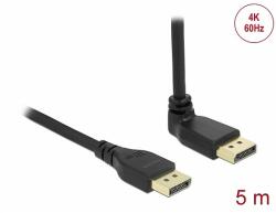 Delock DisplayPort 1.2 kábel egyenes csatlakozódugóval - csatlakozódugóval 90 ívelt felfelé 4K 60 Hz 5 m retesz nélküli (87827)