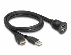 Delock HDMI-A kábel apa és A-típusú USB 2.0 apa - HDMI-A anya és A-típusú USB 2.0 anya 1m (87880)