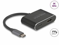 Delock USB Type-C adapter HDMI-re (DP Alt mód) 8K HDR-rel és Power Delivery 100 W-os tápellátással (64199) - dellaprint