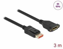 Delock DisplayPort bővítőkábel panelrögzítés 8K 60 Hz 3 m (87098) - dellaprint