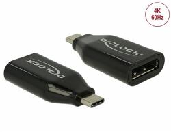 Delock Adapter USB Type-C csatlakozódugóval - DisplayPort csatlakozóhüvellyel (DP váltakozó mód) 4K 60 Hz (64151)