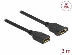 Delock DisplayPort 1.2 kábel csatlakozóhüvellyel - csatlakozóhüvellyel panelrögzítés 4K 60 Hz 3 m (87103) - dellaprint