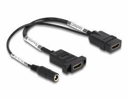 Delock HDMI kábel 4K 60 Hz DC töltéssel 2, 1 x 5, 5 mm 0, 30 m panel-csatlakozó (87038) - dellaprint