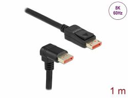 Delock DisplayPort kábel egyenes csatlakozódugóval - csatlakozódugóval 90 ívelt lefelé 8K 60 Hz 1 m (87050)