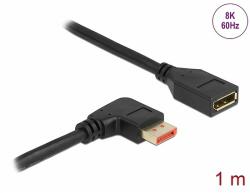 Delock DisplayPort bővítőkábel jobbra néző csatlakozódugóval - csatlakozóhüvellyel 8K 60 Hz 1 m (87077)