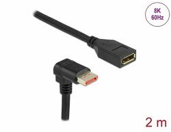 Delock DisplayPort bővítőkábel csatlakozódugóval 90 ívelt lefelé - csatlakozóhüvellyel 8K 60 Hz 2 m (87091)