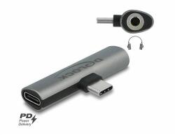 Delock szürke audio adapter USB Type-C sztereo jack anya és USB Type-C PD (64186) - dellaprint