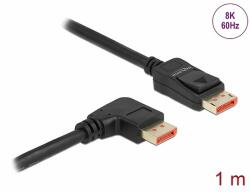 Delock DisplayPort kábel egyenes csatlakozódugóval - jobbra néző csatlakozódugóval 8K 60 Hz 1 m (87060) - dellaprint