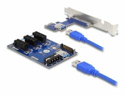 Delock Riser Card PCI Express x1 3 x PCIe x1 50 cm-es USB-kábellel (41442)