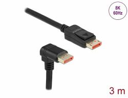 Delock DisplayPort kábel egyenes csatlakozódugóval - csatlakozódugóval 90 ívelt lefelé 8K 60 Hz 3 m (87052)