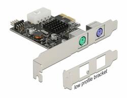 Delock PCI Express x1 kártya 2 x PS/2 porttal és 1 x USB tűfejjel - alacsony profilú formatényező (90049)