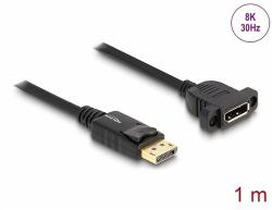 Delock DisplayPort 1.4 kábel 8K 30 Hz apa - anya 1 m panel-csatlakozójú fekete (87825) - dellaprint