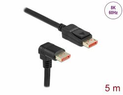 Delock DisplayPort kábel egyenes csatlakozódugóval - csatlakozódugóval 90 ívelt lefelé 8K 60 Hz 5 m (87053)