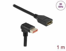 Delock DisplayPort bővítőkábel csatlakozódugóval 90 ívelt lefelé - csatlakozóhüvellyel 8K 60 Hz 1 m (87087)