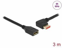 Delock DisplayPort bővítőkábel balra néző csatlakozódugóval - csatlakozóhüvellyel 8K 60 Hz 3 m (87076) - dellaprint