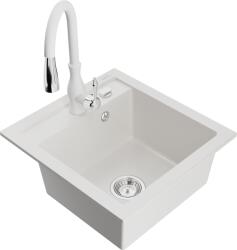 Mexen Vito, 1 kamrás gránit mosogató 520x490x210 mm és Savita mosogató csaptelep, fehér, 6503-20-672601-20 (6503-20-672601-20)