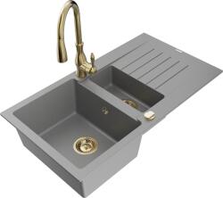 Mexen Matias, 1, 5 kamrás gránit mosogató 900x505x200 mm és Savita mosogató csaptelep, szürke, 6502-71-672601-50 (6502-71-672601-50)