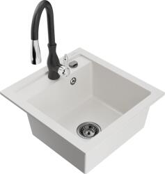 Mexen Vito, 1 kamrás gránit mosogató 520x490x210 mm és Savita mosogató csaptelep, fehér, 6503-20-672601-70 (6503-20-672601-70)