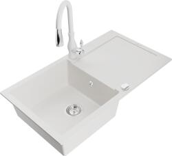 Mexen Leo, 1 kamrás gránit mosogató 900x500x190 mm és Savita mosogató csaptelep, fehér, 6501-20-672601-20 (6501-20-672601-20)