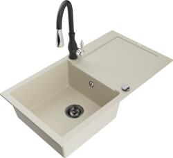 Mexen Leo, 1 kamrás gránit mosogató 900x500x190 mm és Savita mosogató csaptelep, bézs, 6501-69-672601-70 (6501-69-672601-70)