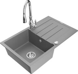 Mexen Bruno, 1 kamrás gránit mosogató 795x495x200 mm és Savita mosogató csaptelep, szürke, 6513-71-672601-00 (6513-71-672601-00)