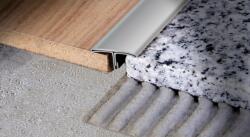 Celox OX T 25x2500 inox profil burkolatváltó rozsdamentes szálcsiszolt 25 mm széles 2500 mm utólag betehető beépíthető saválló inox