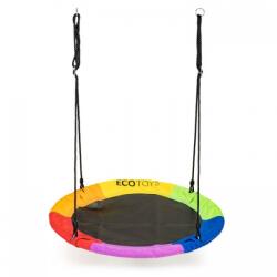ECOTOYS Leagan pentru copii rotund, tip cuib de barza, suspendat, 110 cm, Multicolor, Ecotoys, MIR6001