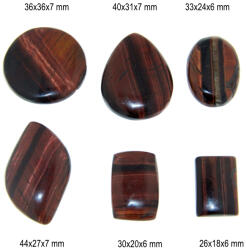  Cabochon Ochi de Tigru Rosu Natural - Disc - Dreptunghi - Oval - Picatura 26-44 x 18-36 x 6-7 mm - 1 Buc