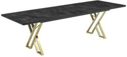 BYS Leon Soft bővíthtő étkezőasztal lakk irony MDF lappal és arany fém lábakkal 100x200 cm (275 cm)