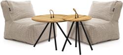 Roolf Living Set mobilier gradina 2 fotolii puf Roolf Living Dotty mediu bej si 2 masute de cafea