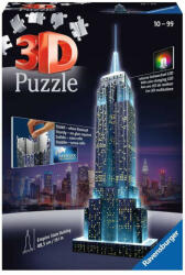 Ravensburger Puzzle 3D Empire State Building - Lumineaza Noaptea, 216 Piese (RVS3D12566) - carlatoys